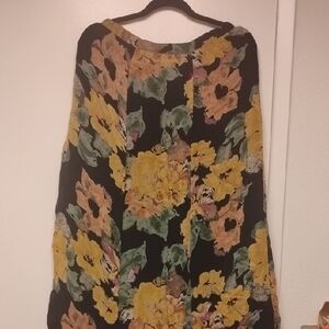 Floral Black and Yellow Women's Top